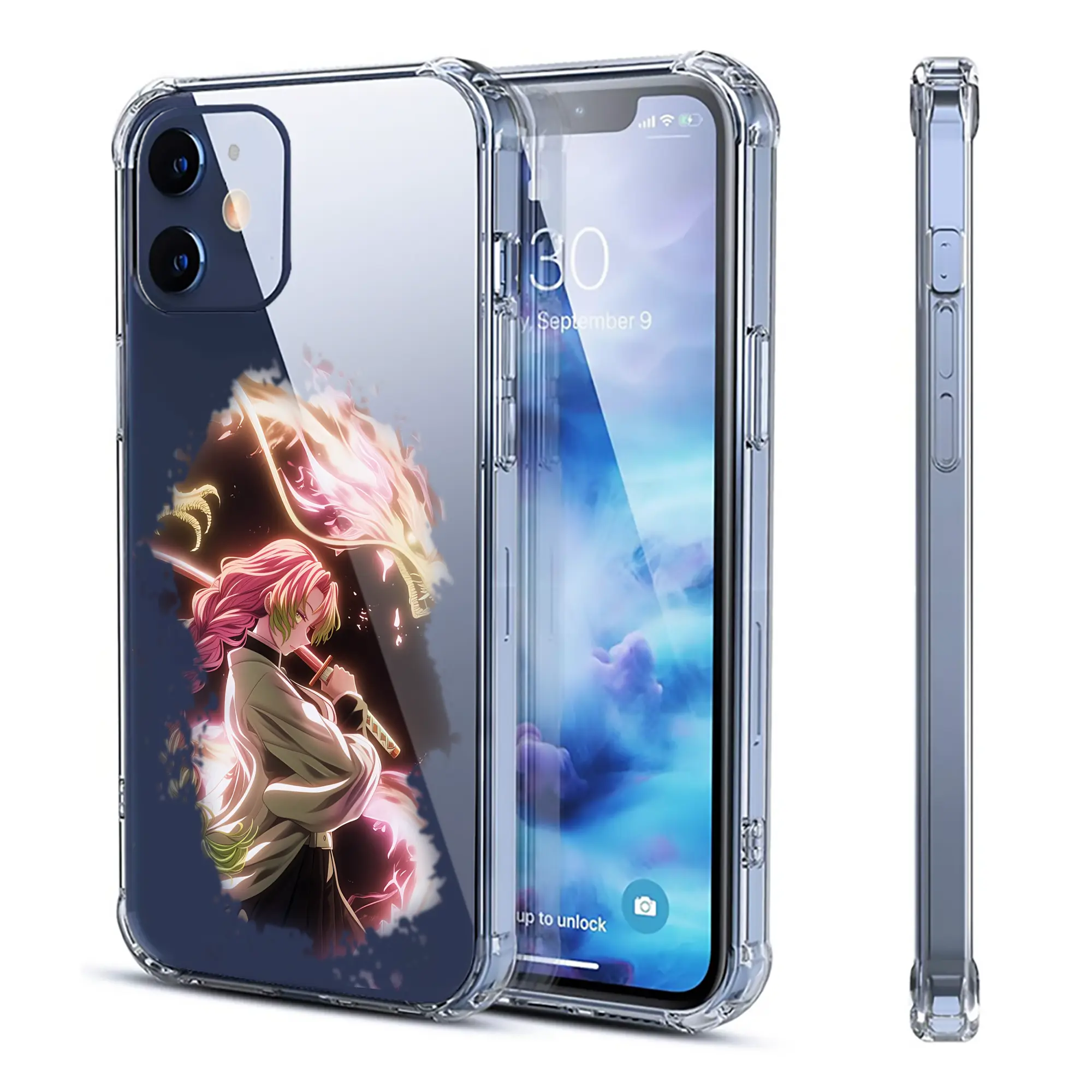 鬼滅の刃 グッズ,甘露寺 蜜璃 - IPhone 12シリーズ対応 ・ 透明スマホケース ・ クリアソフトケース ・ TPU素材 ・ 耐衝撃 ・ 高密着 ・ 防汚 防指紋 ・ 簡単着脱